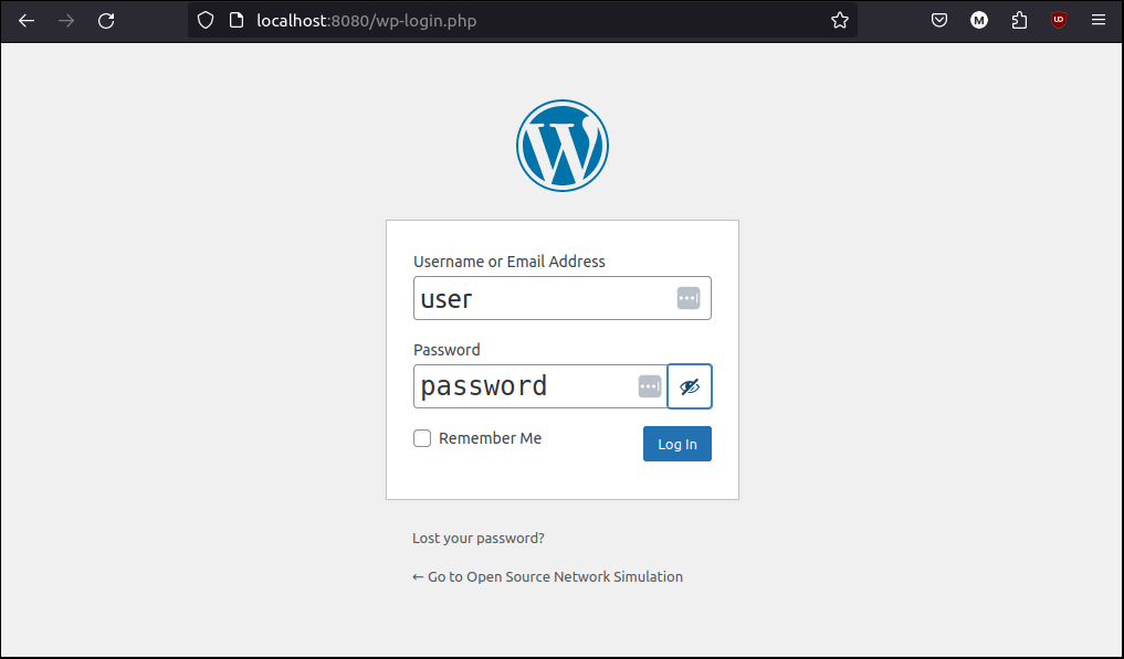 WordPress wp-admin login page