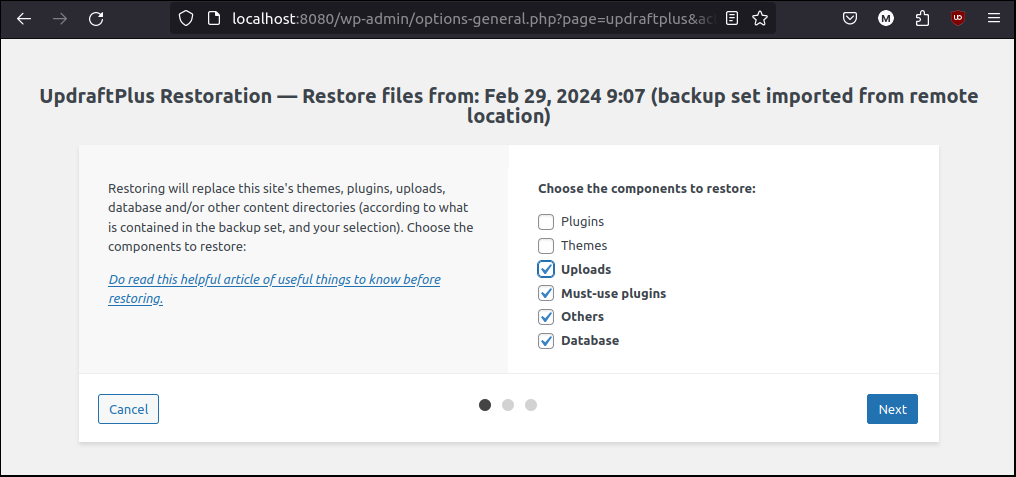 Pick fewer items to restore